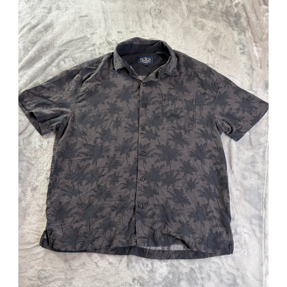 Nat Nast Luxury Originals Button-Up L Black Silk Blend Collared Neck